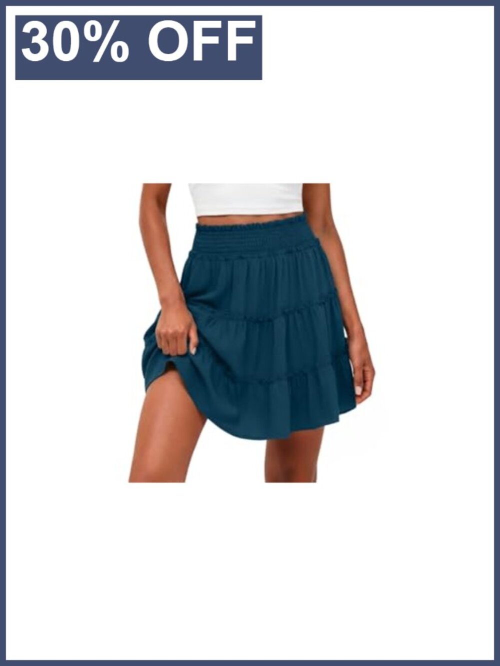 High Waisted Tiered Smocked Ruffle Mini Skirt Skort with Pockets